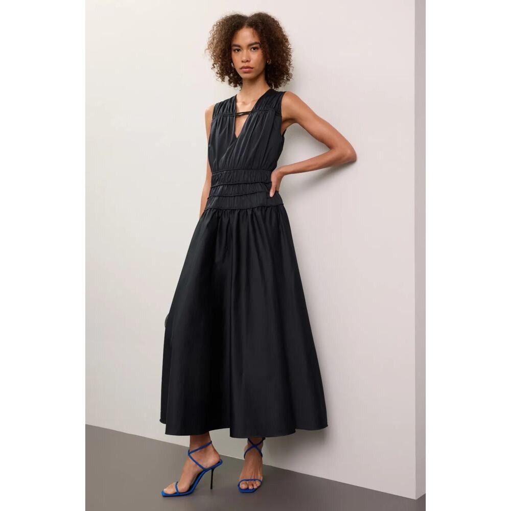 Roksanda Smocked Waist Maxi Dress Eiffel Black Maxi Long, Size 2 Ret $460